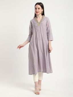 R&B - Lavender Printed Regular Kurta