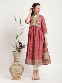 R&B - Pink Embroidery Regular Kurta
