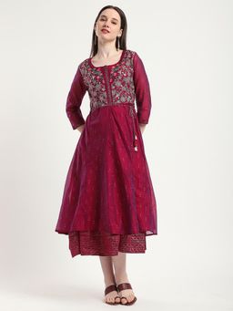 R&B - Wine Embroidery Kurta