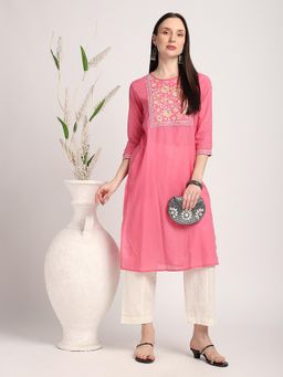 R&B - Pink Embroidery Regular Kurta