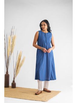 Mushio - Women`s Lavanya Cotton Solid Navy Blue Kurta And Pant (Set of 2)