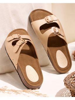 DA NAPPA - Gold Duomo Slides Open Toe Flats