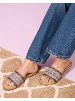 DA NAPPA - Grey Sandora Open Toe Flats