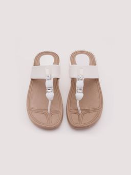 DA NAPPA - Beige Oria Crystal T-Strap Flats