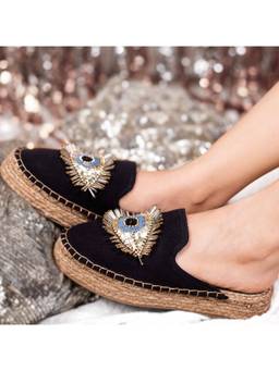 PARIPARI - PARI PARI Black Sleek Mule Flats