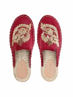 PARIPARI - PARI PARI Burgundy Ottoman Mule Flats