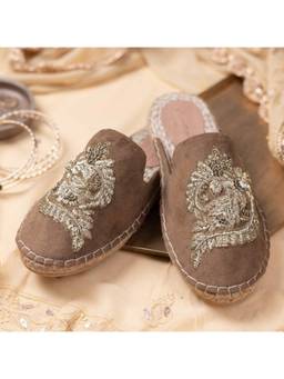 PARIPARI - PARI PARI Brown Ottoman Mule Flats