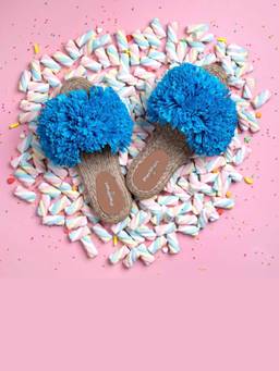 PARIPARI - PARI PARI Blue Rhim Slide Flats