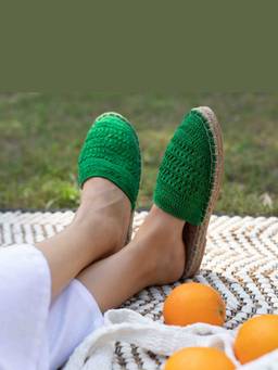 PARIPARI - PARI PARI Green Croshia Mule Flats