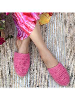 PARIPARI - PARI PARI Pink Croshia Mule Flats