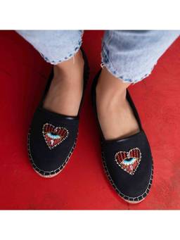 PARIPARI - PARI PARI Black Sweetheart Mule Flats
