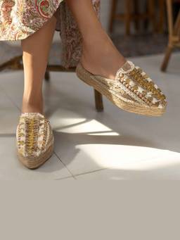 PARIPARI - PARI PARI Beige Ibiza Mule Flats