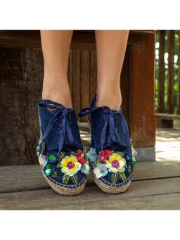 PARIPARI - PARI PARI Blue Zinnia Espadrille Flats