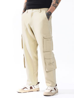 Hubberholme - Men Relaxed Fit Mid-Rise Cargos Beige