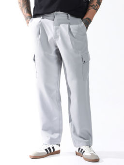 High Star - Men Relaxed Fit Mid-Rise Cargos Grey
