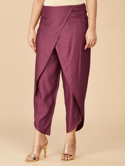 Fabindia - Maroon Viscose Silk Ankle Length Pants
