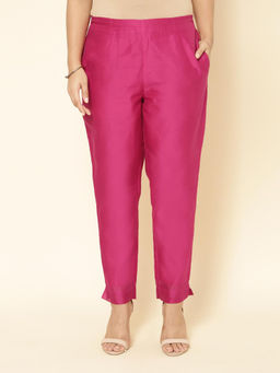 Fabindia - Magenta Cotton Silk Full Length Ethnic Pants