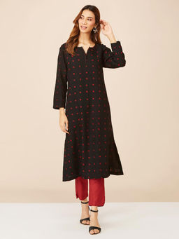 Fabindia - Black Wool Hand Woven Long Kurta
