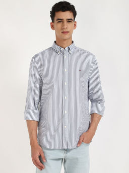 Tommy Hilfiger - Blue Striped Regular-Fit Poplin Shirt
