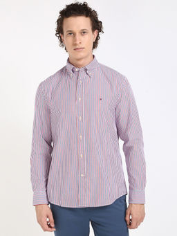 Tommy Hilfiger - Red Striped Regular-Fit Poplin Shirt