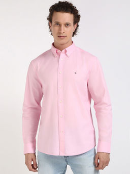 Tommy Hilfiger - Pink Solid Regular-Fit Poplin Shirt