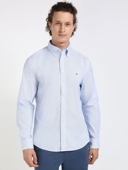 Tommy Hilfiger - Blue Printed Regular-Fit Poplin Shirt