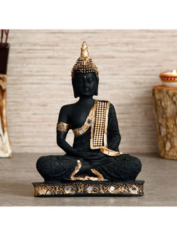 eCraftIndia - Golden & Black Meditating Buddha Handcrafted Polyresin Figurine