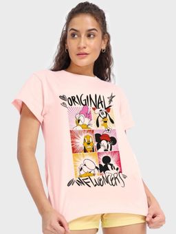 Bewakoof - Official Disney Women's Pink Original Influencers Graphic Printed Boyfriend T-shirt