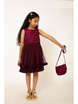 A Little Fable - Wine Garnet Bloom Dress
