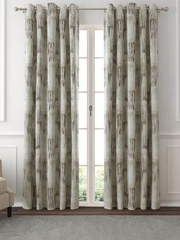 GM - Abstract Jacquard Room Darkening Curtains 7 Feet in Melancholy Colour (Set of 2)