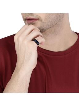 Yellow Chimes - Men Blue & Black Stainless Steel Band Finger Ring