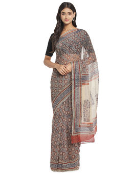 Fabindia - Multicolor Bagru Cotton Silk Saree