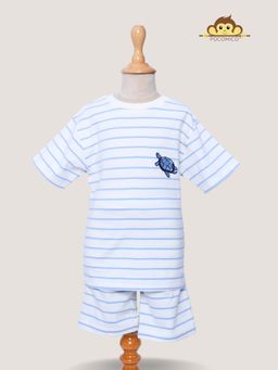 POCOMICO - The Easy Breezy Stripe White T-shirt & Shorts (Set of 2)
