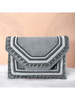 Peora - Clutch Womens Purse Bridal Bag for Detachable Strap Evening Sling Bag - Grey-C58Gry