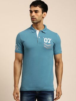 Being Human - Men Printed Blue Polo T-Shirt