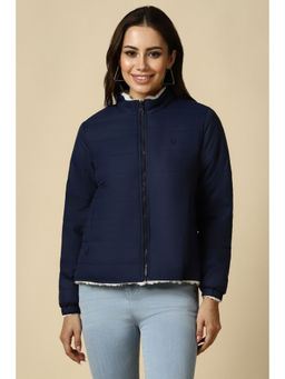 Allen Solly - Navy Blue Solid Reversible Puffer Jacket