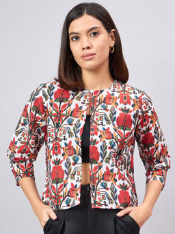 Style Quotient - White Ethnic Printed Shrug
