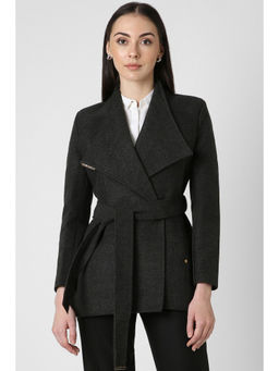 Van Heusen - Grey Solid Overcoat with Belt (Set of 2)