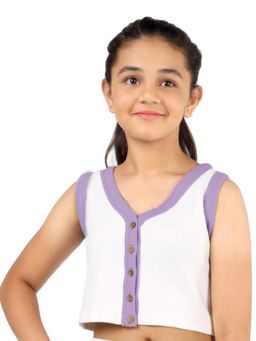 D'chica - Warm Thermal Fabric White Sleeveless Top For Girls