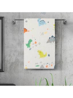 Baby Moo - Dino 100% Cotton Ultra Soft Eco Friendly Absorbent Towel - White