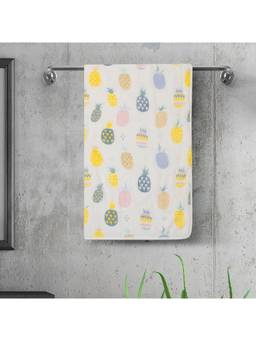 Baby Moo - Pineapple 100% Cotton Ultra Soft Eco Friendly Absorbent Premium Bath Towel - White