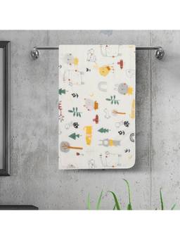 Baby Moo - Zoo 100% Cotton Ultra Soft Eco Friendly Absorbent Premium Bath Towel - White
