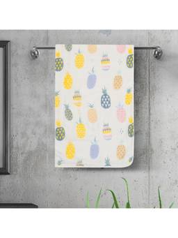 Baby Moo - Pineapple 100% Cotton Ultra Soft Eco Friendly Absorbent Towel - White