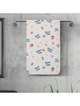 Baby Moo - Strawberry 100% Cotton Ultra Soft Eco Friendly Absorbent Towel - White