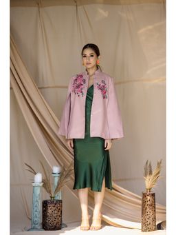 NEIZA - Blush Pink with Neon Fuchsia Butterfly Embroidery Cape
