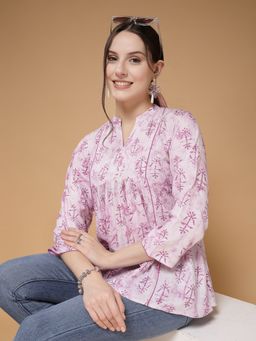 Indibelle - Women Rayon Printed Lavender Top