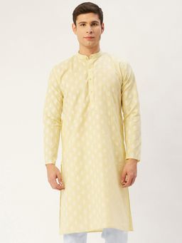 Jompers - Men Cotton Printed Kurta in Yellow