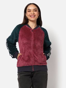 Campus Sutra - Womens Colour-Blocked Fleece Jacket Multi-color