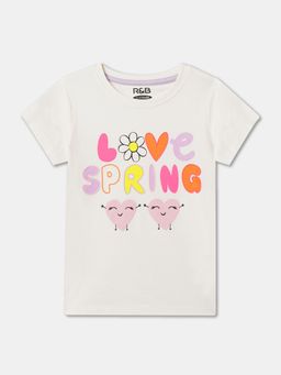 R&B - Ivory Cotton Short Sleeve Crew Neck Girls T-Shirt
