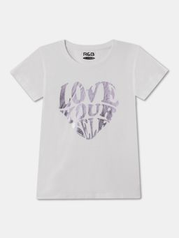 R&B - Ivory Cotton Short Sleeve Crew Neck Girls T-Shirt